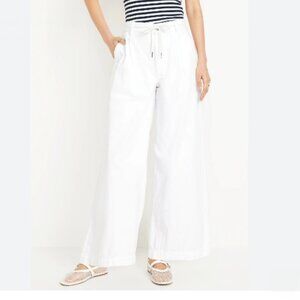Size 6 = High-Waisted Super Wide-Leg Drapey Pants - White - Cotton - Old Navy